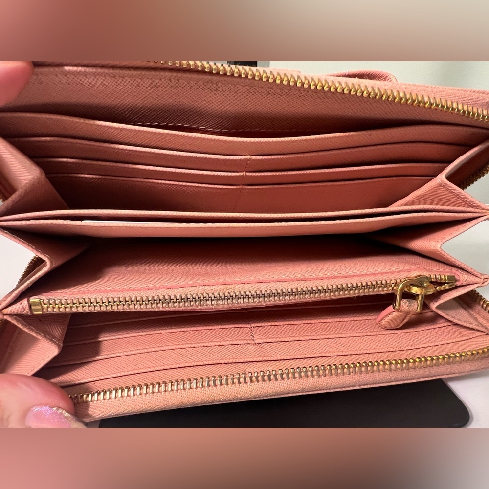 Prada Pink Saffiano Leather Bow Wallet - Picture 8 of 15